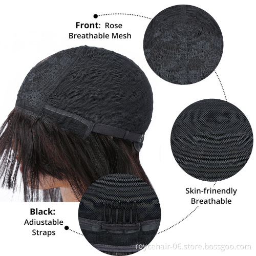 100% human hair Brazilian Remy hair wigs with Bangs Full Machine Made Wigs no Lace wigs For Women
